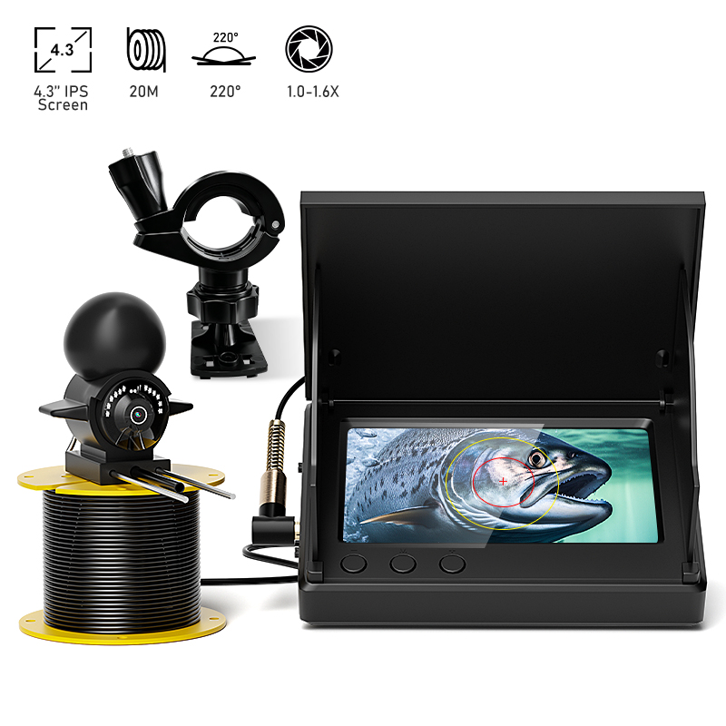 Fishing Depth Finder - เครื่องหาปลาแบบพกพา LCD ขนาด 4.3 นิ้ว, กล้องตกปลาใต้น้ำลึก