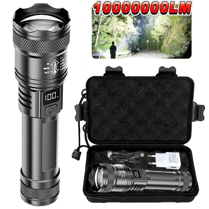 Fishing Light - TY-908M ไฟฉาย LED 2000LM Type-C ชาร์จไฟฉายยุทธวิธีพร้อมจอแสดงผลกันน้ําสําหรับตกปลาตกปลาฉุกเฉิน