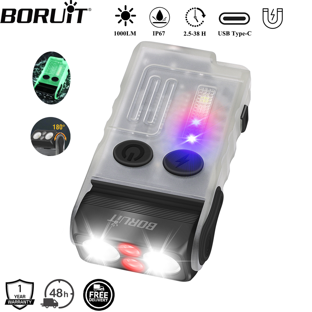 Fishing Light - ไฟฉายพวงกุญแจ BORUiT V20 พร้อมเสียงกรีดร้อง, ไฟ LED,