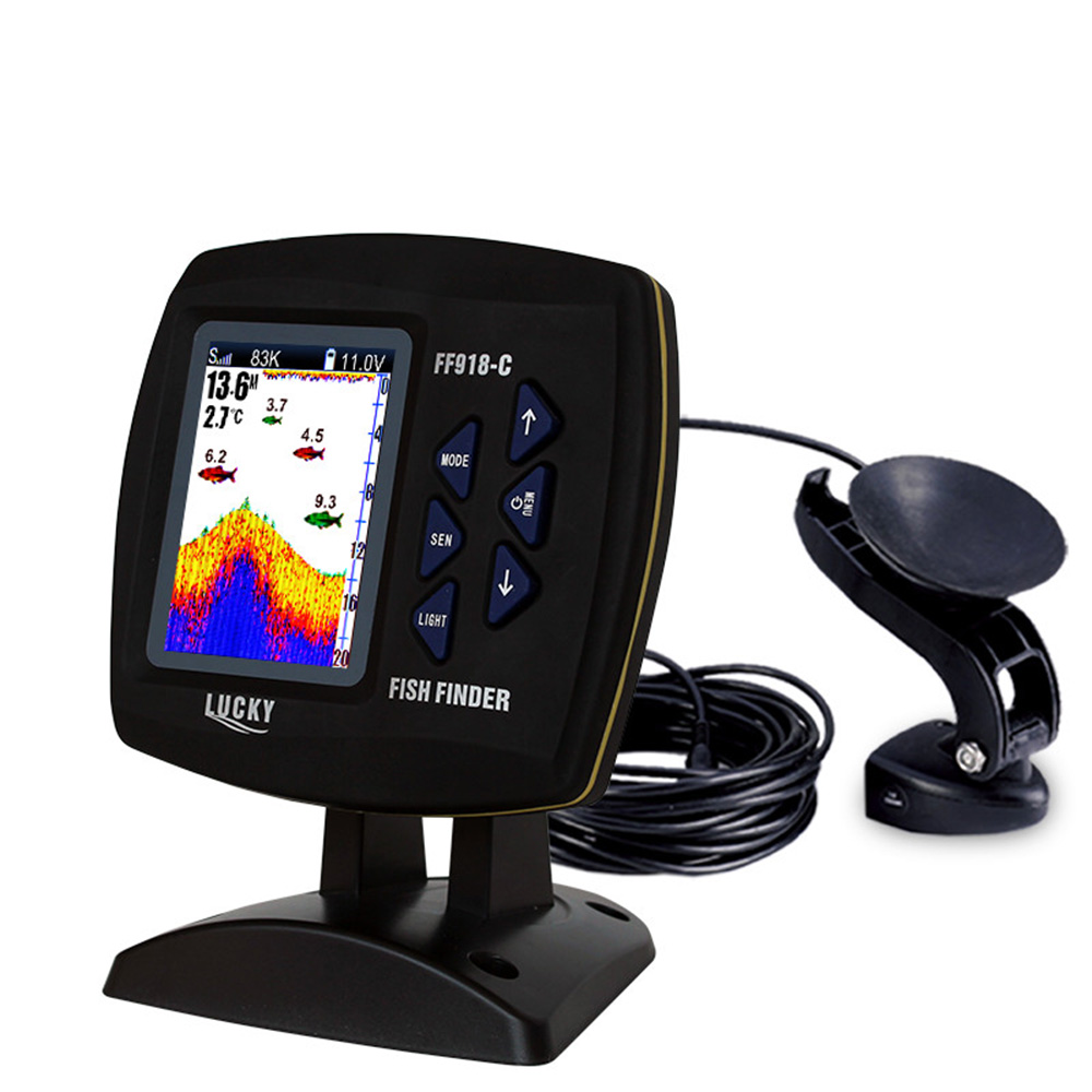 Fish Finder Gps - หน้าจอสี FF918-C100DS แบบมีสายเหยื่อล่อปลาความถี่คู่328ft/100M ความลึกของน้ำเหยื่อล่อปลาเรือ